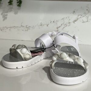 Girl's Bebe Pop it Silver/White Sandals